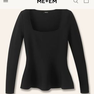 ME + EM Structured Peplum Long Sleeve Knit Top